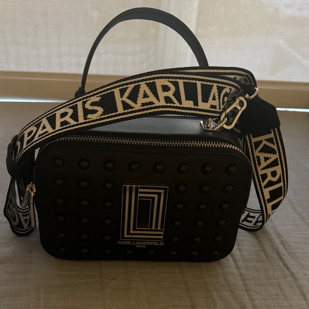 Karl Lagerfeld Black Crossbody Bag with Logo Strap BRAND NEW